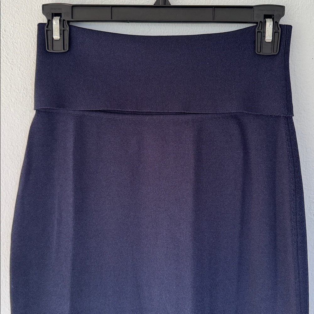 MM Lafleur Navy Pencil Skirt with Side Slit - Picture 3 of 11